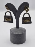 dior modeli çanta model altın-füme cd küpe