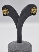 gucci modeli yeşil taşlı kaplan başı gold gg küpe