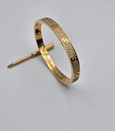 Cartier Love modeli ince full taş altın gold bilezik