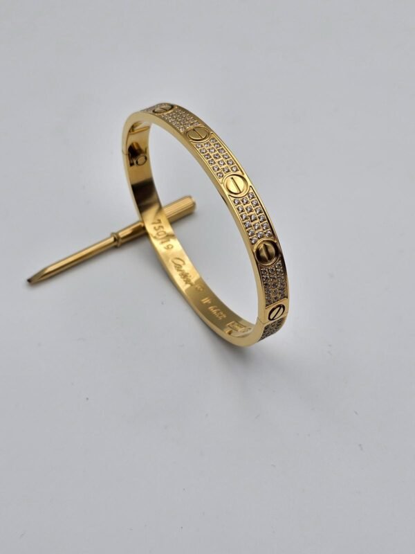 Cartier Love modeli ince full taş altın gold bilezik