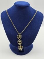 Chanel modeli kalpli gold altın cc kolye