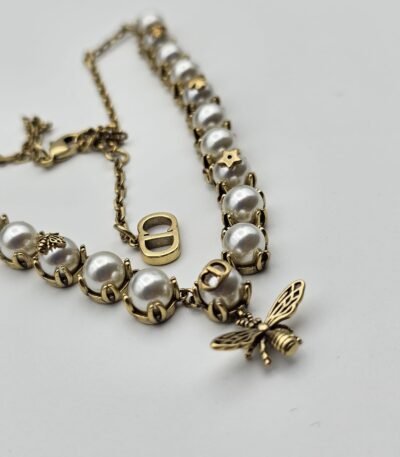 Christian dior modeli arılı incili gold altın dior kolye
