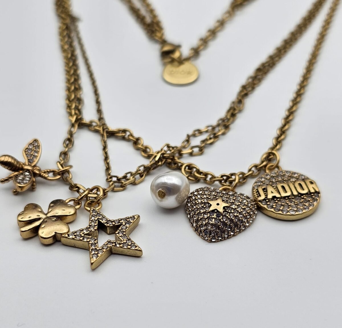 Christian dior modeli j'adior arı yıldız kalp taşlı gold altın dior kolye