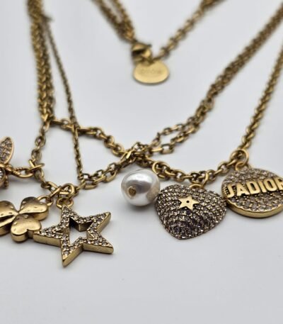 Christian dior modeli j'adior arı yıldız kalp taşlı gold altın dior kolye