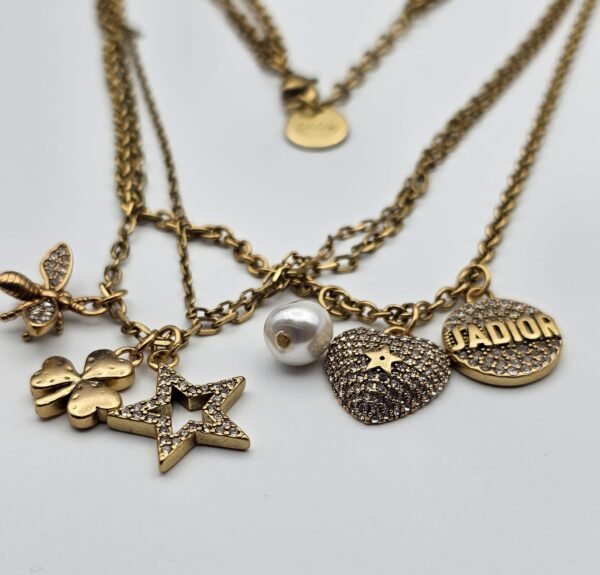Christian dior modeli j'adior arı yıldız kalp taşlı gold altın dior kolye