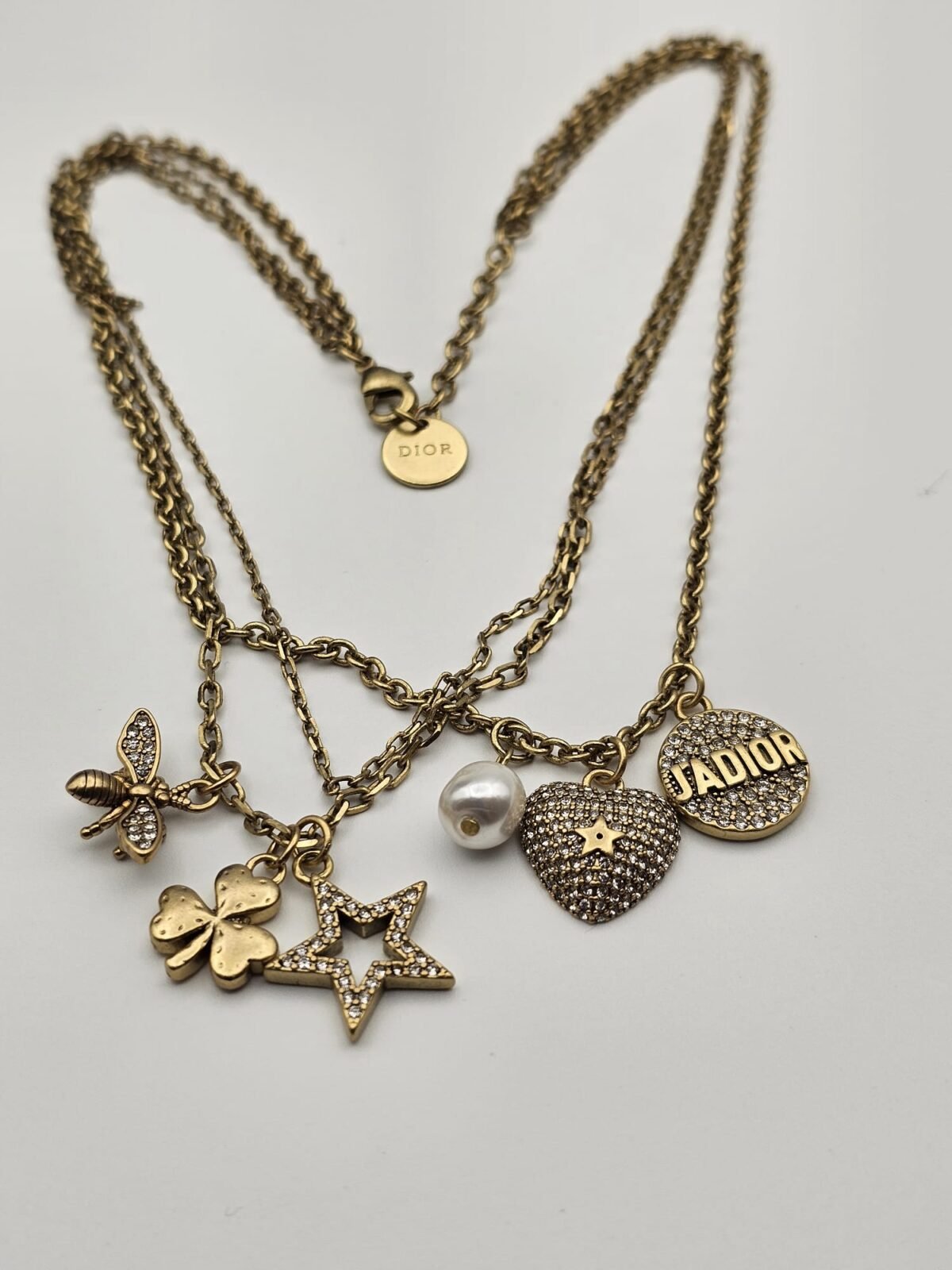Christian dior modeli j'adior arı yıldız kalp taşlı gold altın dior kolye