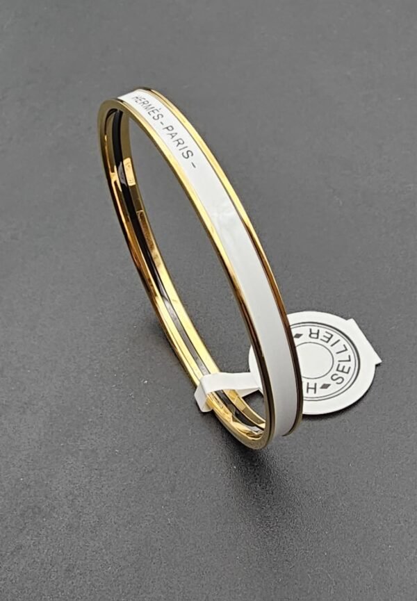 Hermes modeli bangle beyaz gold h bilezik