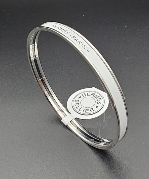 Hermes modeli bangle beyaz gümüş h bilezik