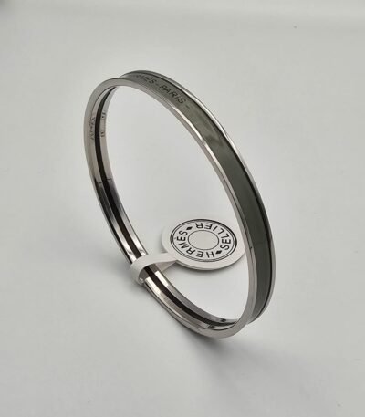 Hermes modeli bangle haki gümüş h bilezik