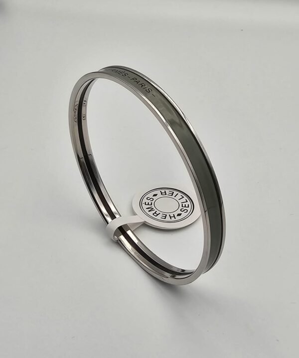 Hermes modeli bangle haki gümüş h bilezik