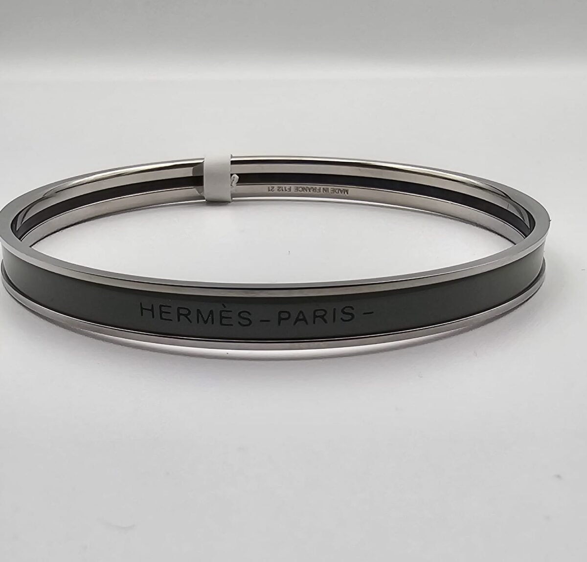 Hermes modeli bangle haki gümüş h bilezik
