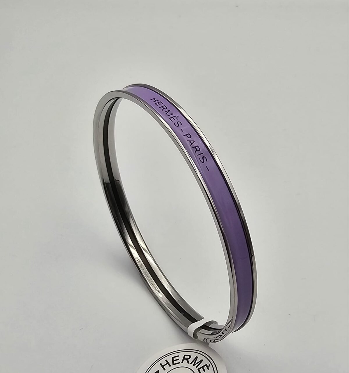Hermes modeli bangle mor gümüş h bilezik
