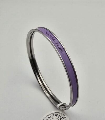 Hermes modeli bangle mor gümüş h bilezik