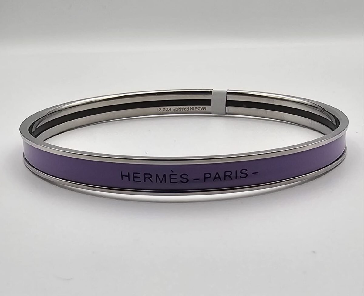 Hermes modeli bangle mor gümüş h bilezik