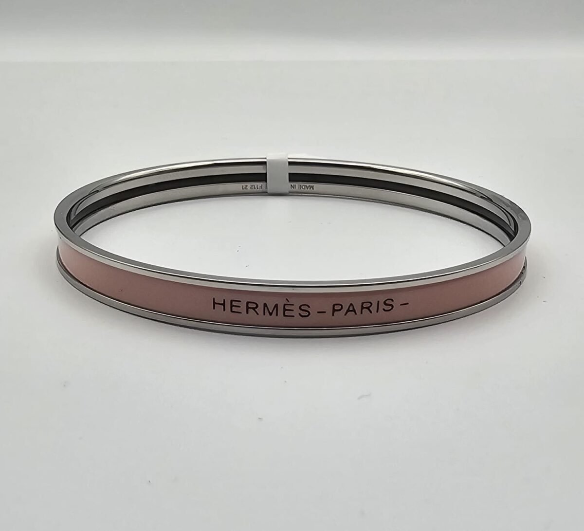 Hermes modeli bangle pembe gümüş h bilezik