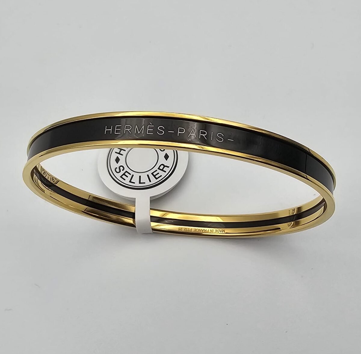 Hermes modeli bangle siyah gold h bilezik