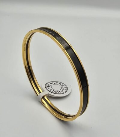 Hermes modeli bangle siyah gold h bilezik