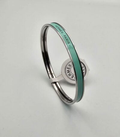 Hermes modeli bangle turkuaz gümüş h bilezik