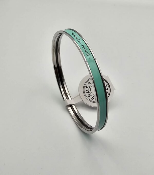 Hermes modeli bangle turkuaz gümüş h bilezik