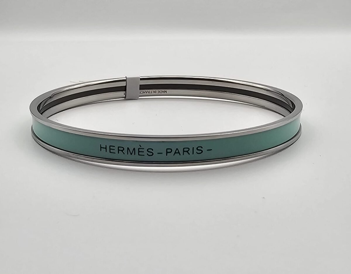 Hermes modeli bangle turkuaz gümüş h bilezik