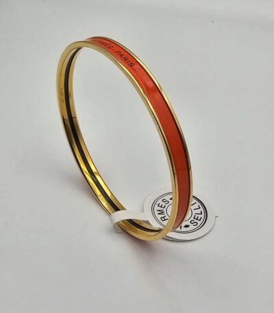 Hermes modeli bangle turuncu gold h bilezik