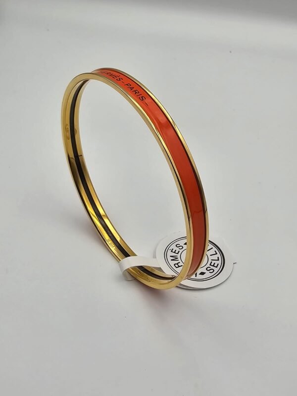 Hermes modeli bangle turuncu gold h bilezik