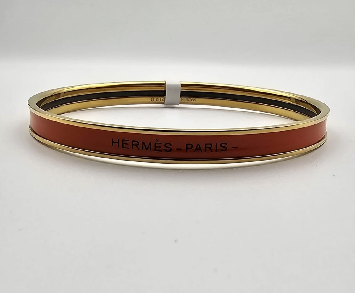 Hermes modeli bangle turuncu gold h bilezik