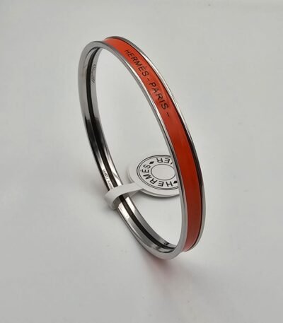 Hermes modeli bangle turuncu gümüş h bilezik