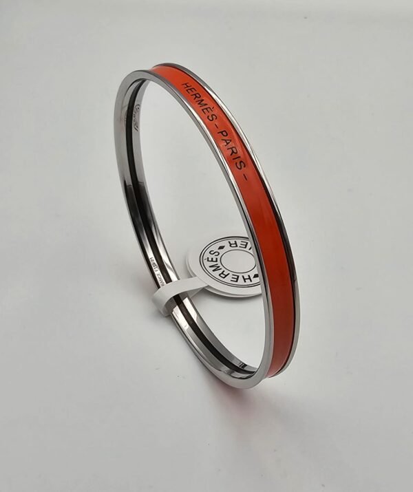 Hermes modeli bangle turuncu gümüş h bilezik