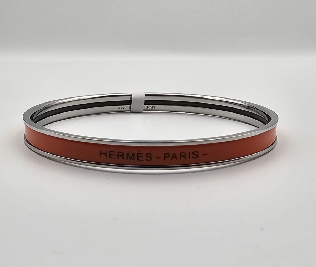 Hermes modeli bangle turuncu gümüş h bilezik