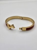 Hermes modeli kırmızı gold ince kelepçe h bileklik