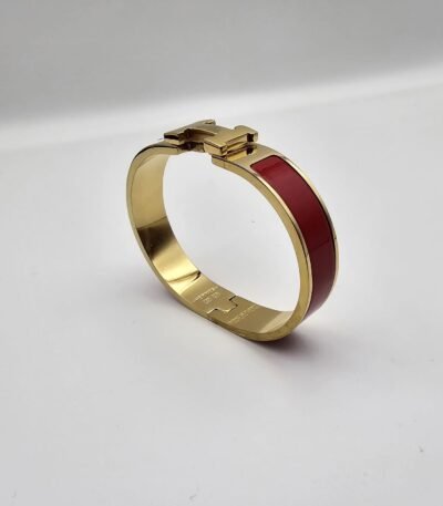 Hermes modeli kırmızı gold kelepçe h bileklik