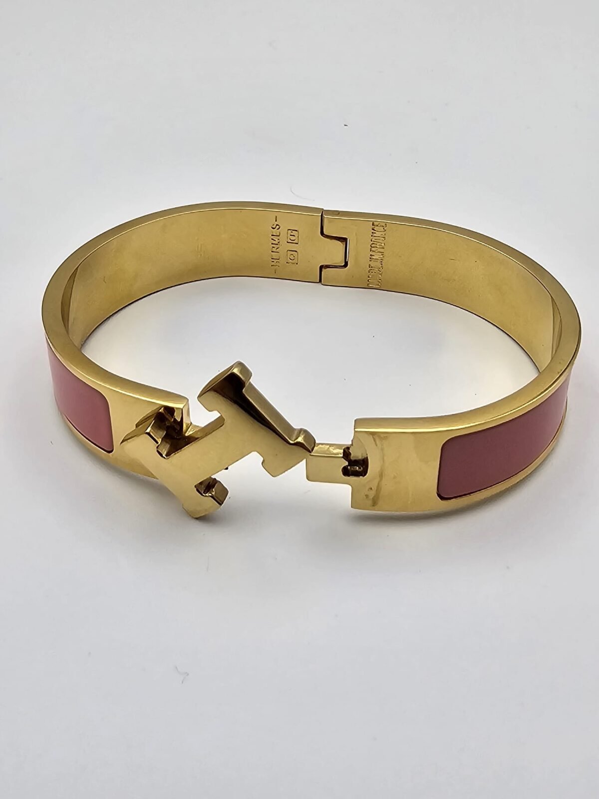 Hermes modeli pembe gold kelepçe h bileklik