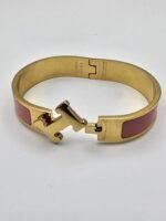 Hermes modeli pembe gold kelepçe h bileklik
