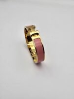 Hermes modeli pembe gold kelepçe h bileklik