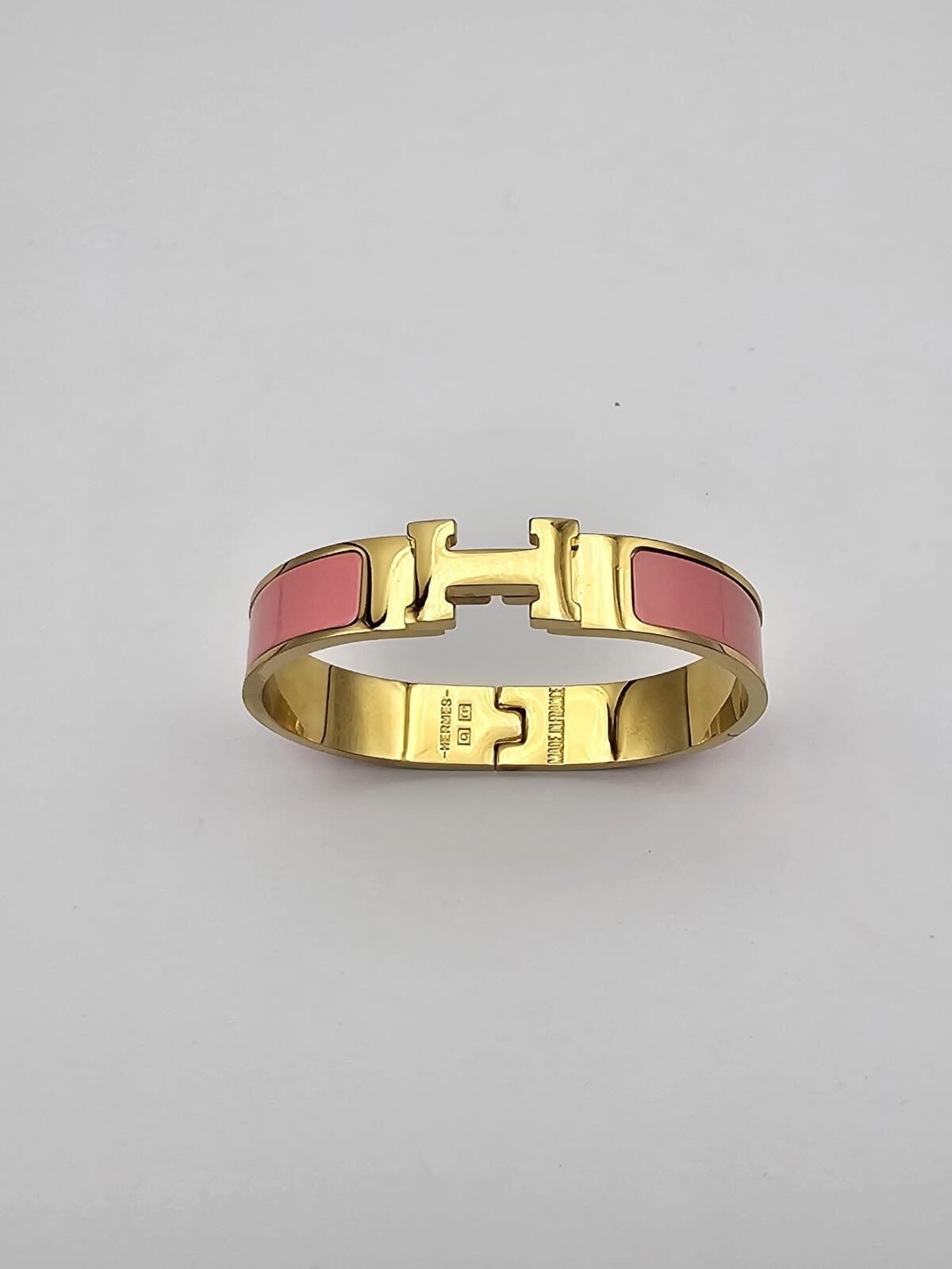 Hermes modeli pembe gold kelepçe h bileklik