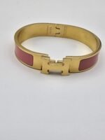 Hermes modeli pembe gold kelepçe h bileklik