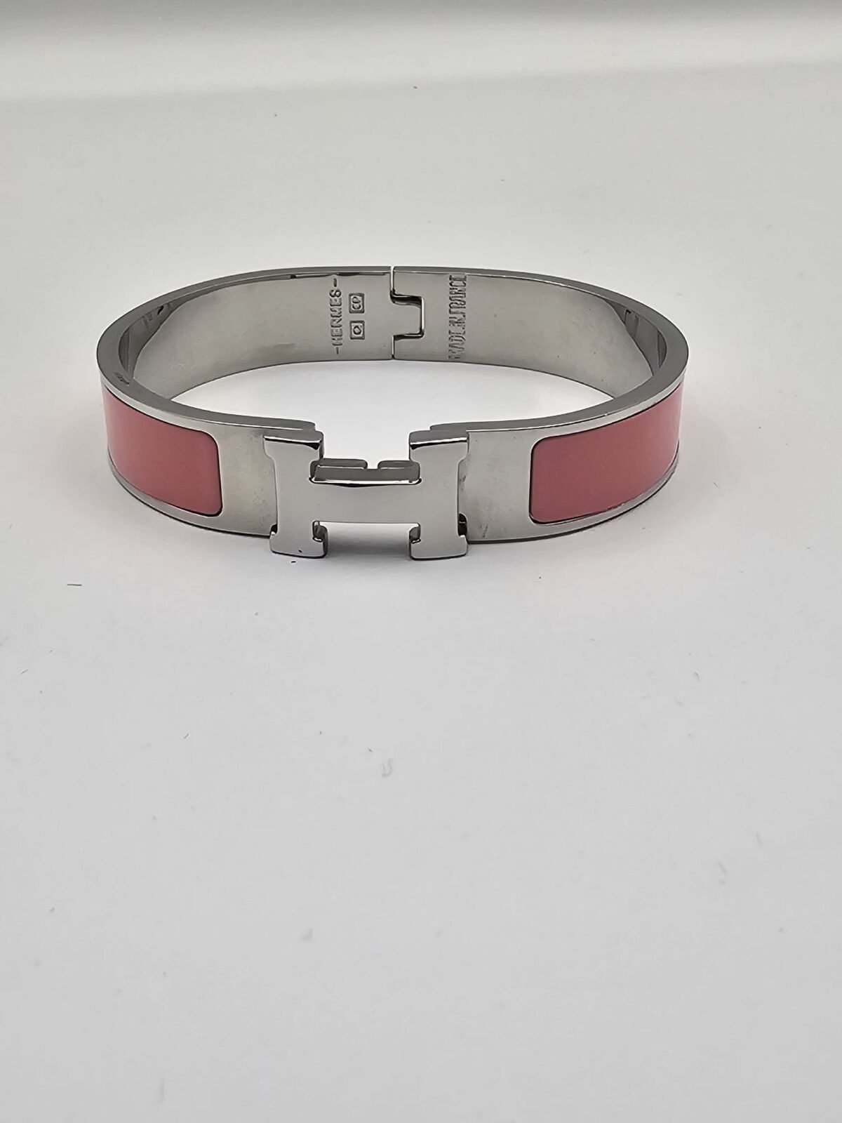 Hermes modeli pembe gümüş kelepçe h bileklik