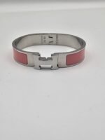Hermes modeli pembe gümüş kelepçe h bileklik