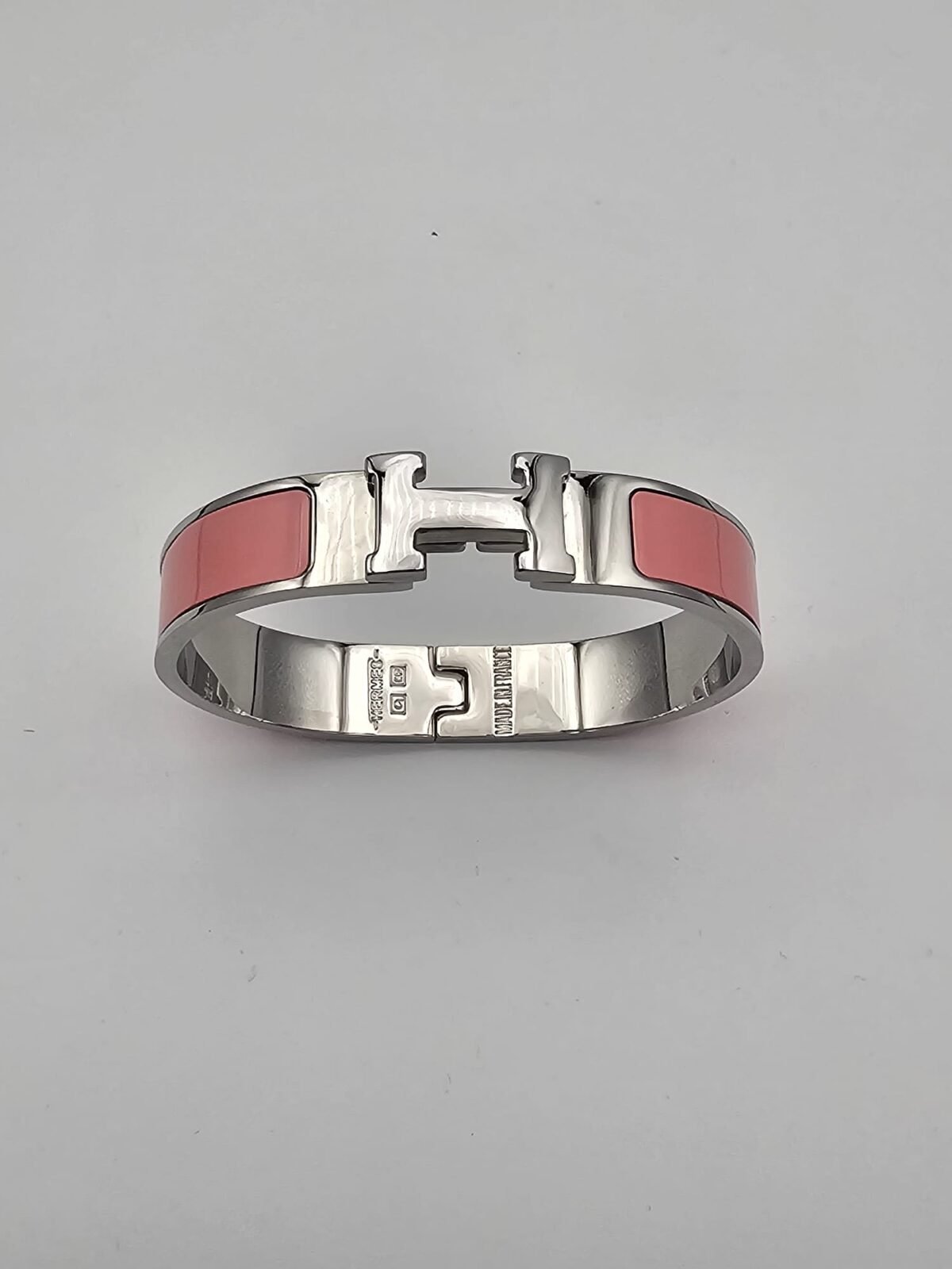 Hermes modeli pembe gümüş kelepçe h bileklik