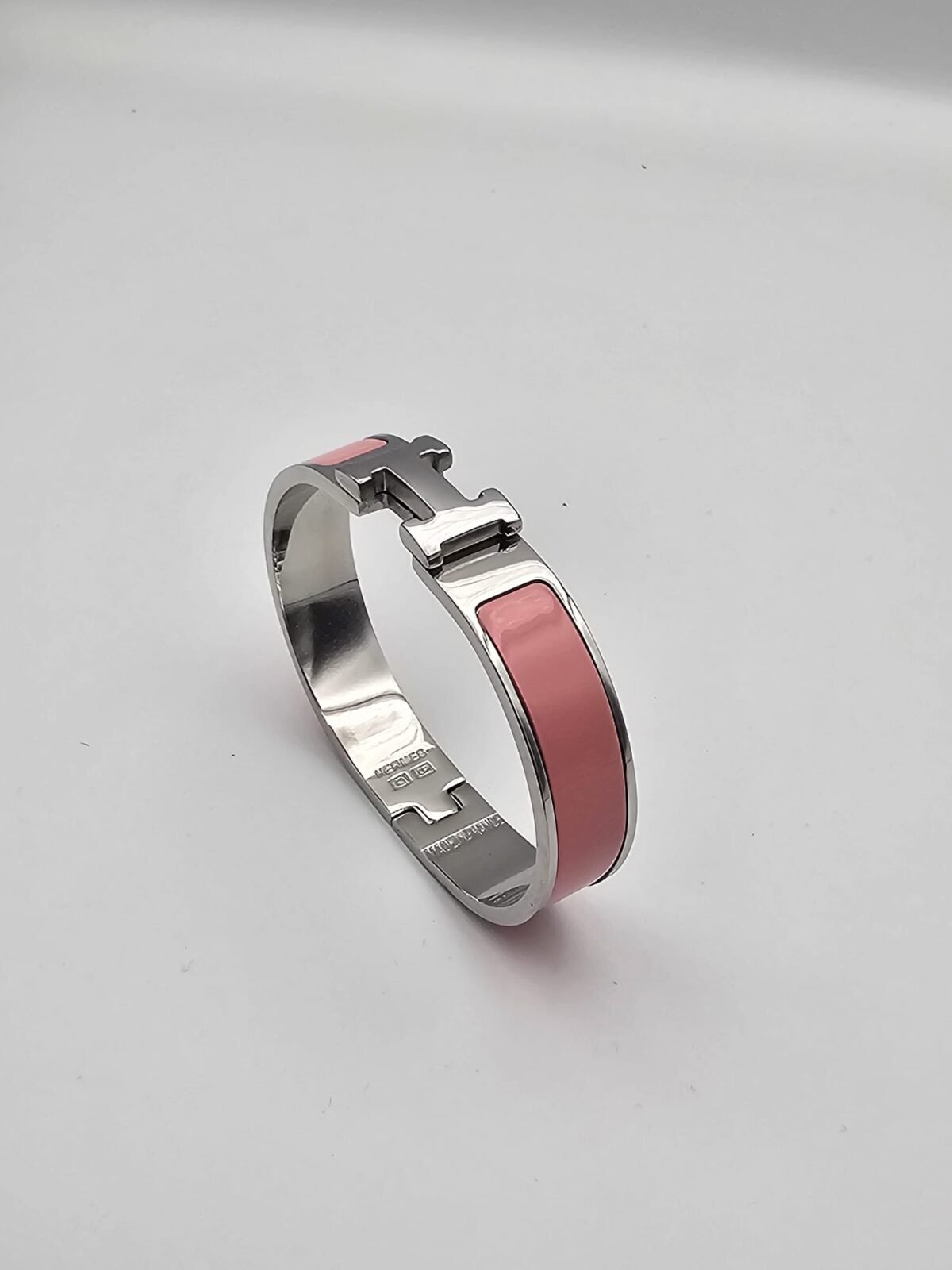 Hermes modeli pembe gümüş kelepçe h bileklik