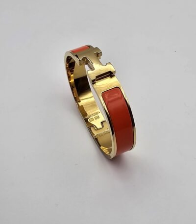 Hermes modeli turuncu gold kelepçe h bileklik