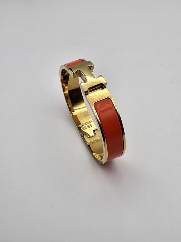 Hermes modeli turuncu gold kelepçe h bileklik