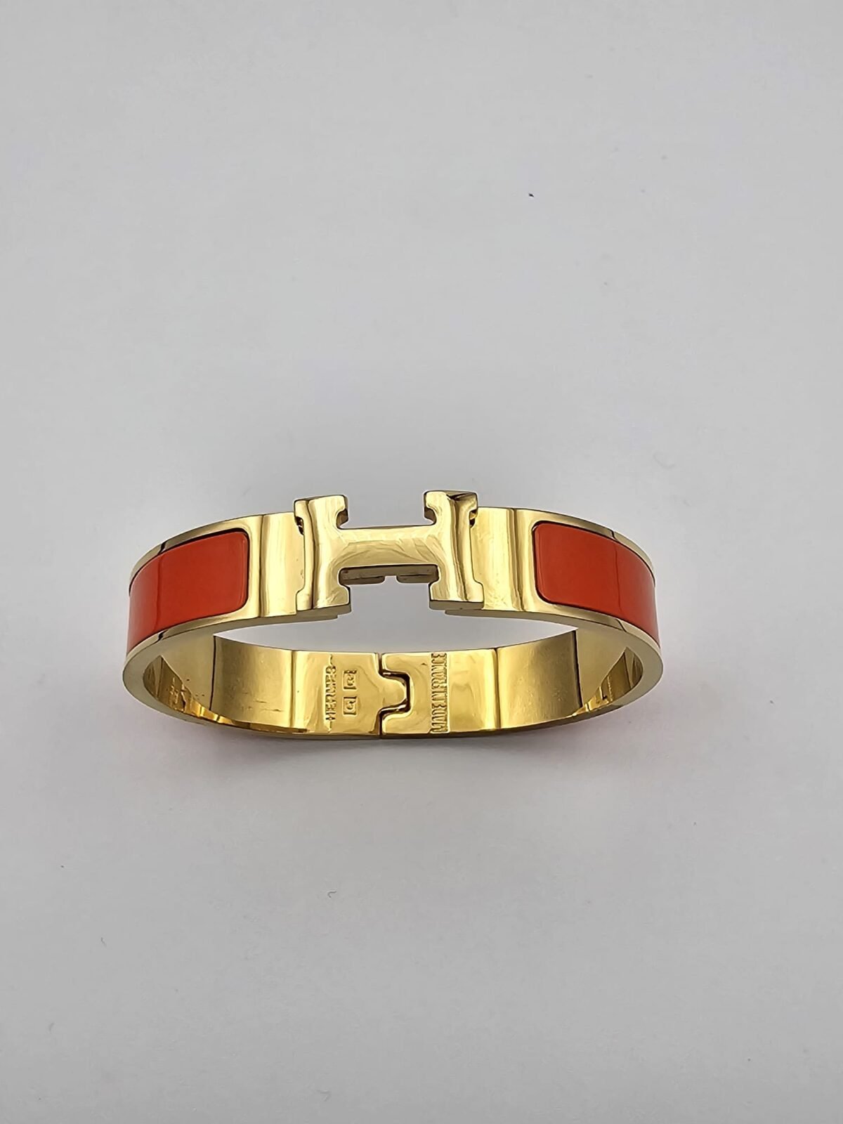 Hermes modeli turuncu gold kelepçe h bileklik