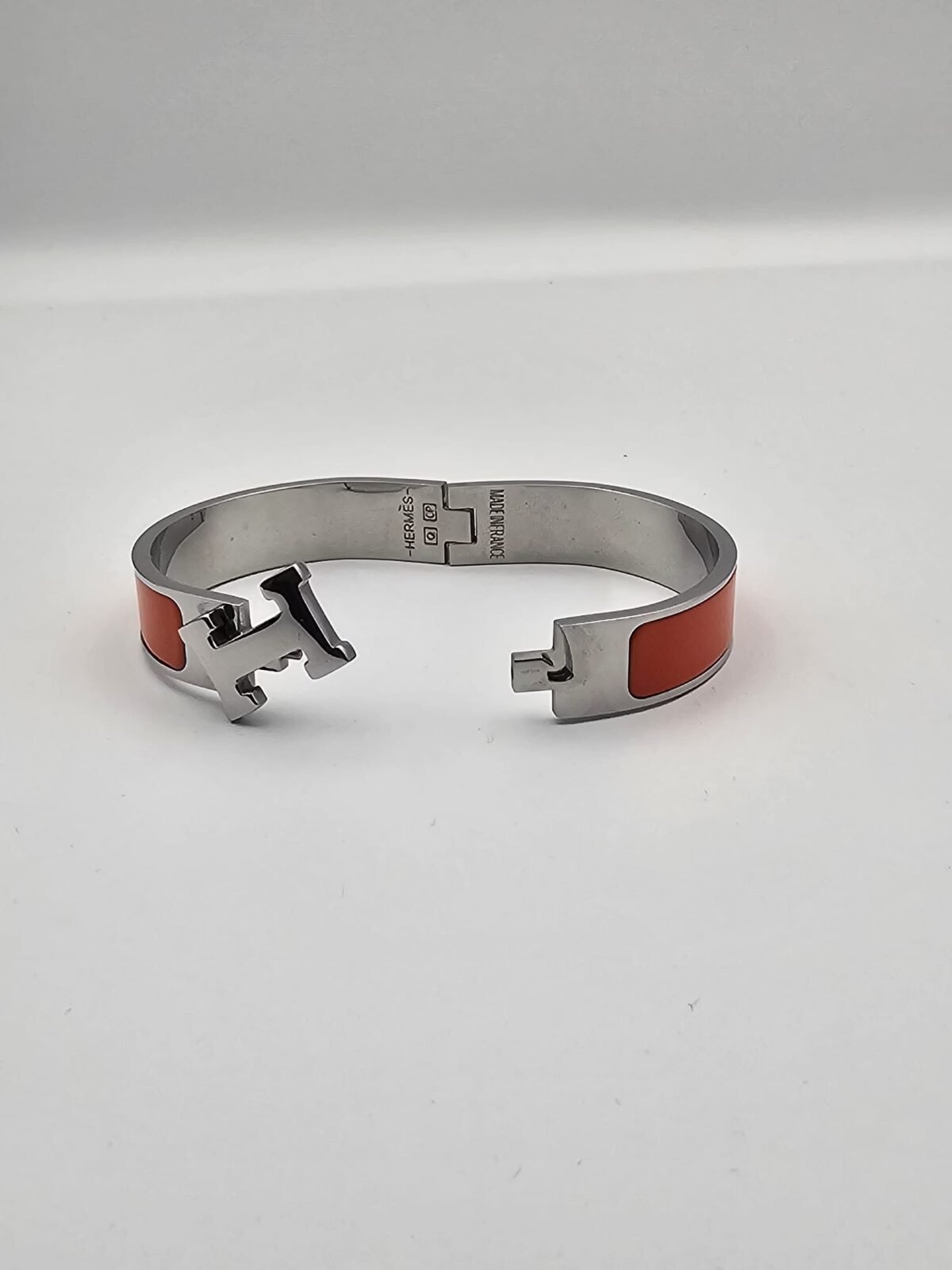 Hermes modeli turuncu gümüş kelepçe h bileklik