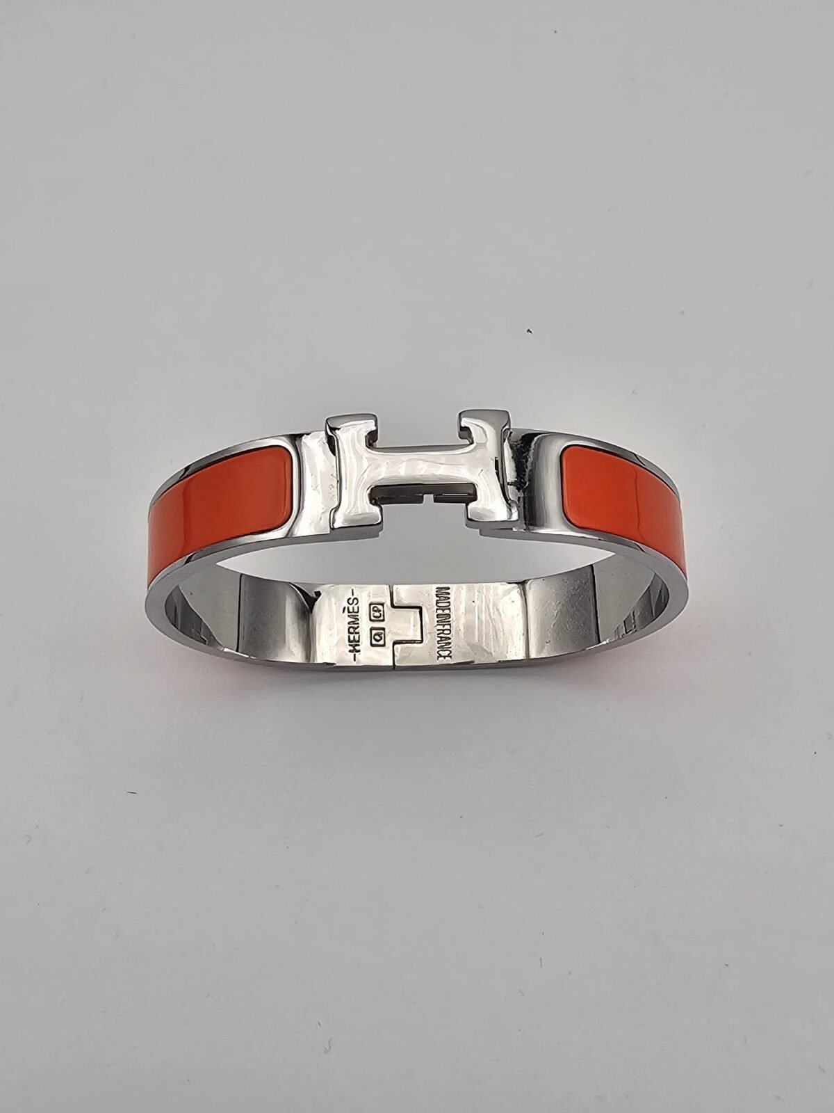 Hermes modeli turuncu gümüş kelepçe h bileklik