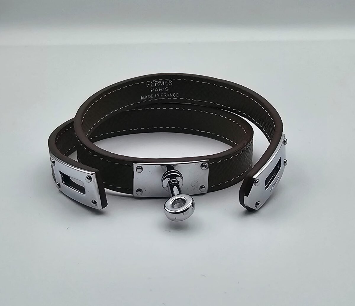 Hermes modeli vizon derili gümüş bileklik