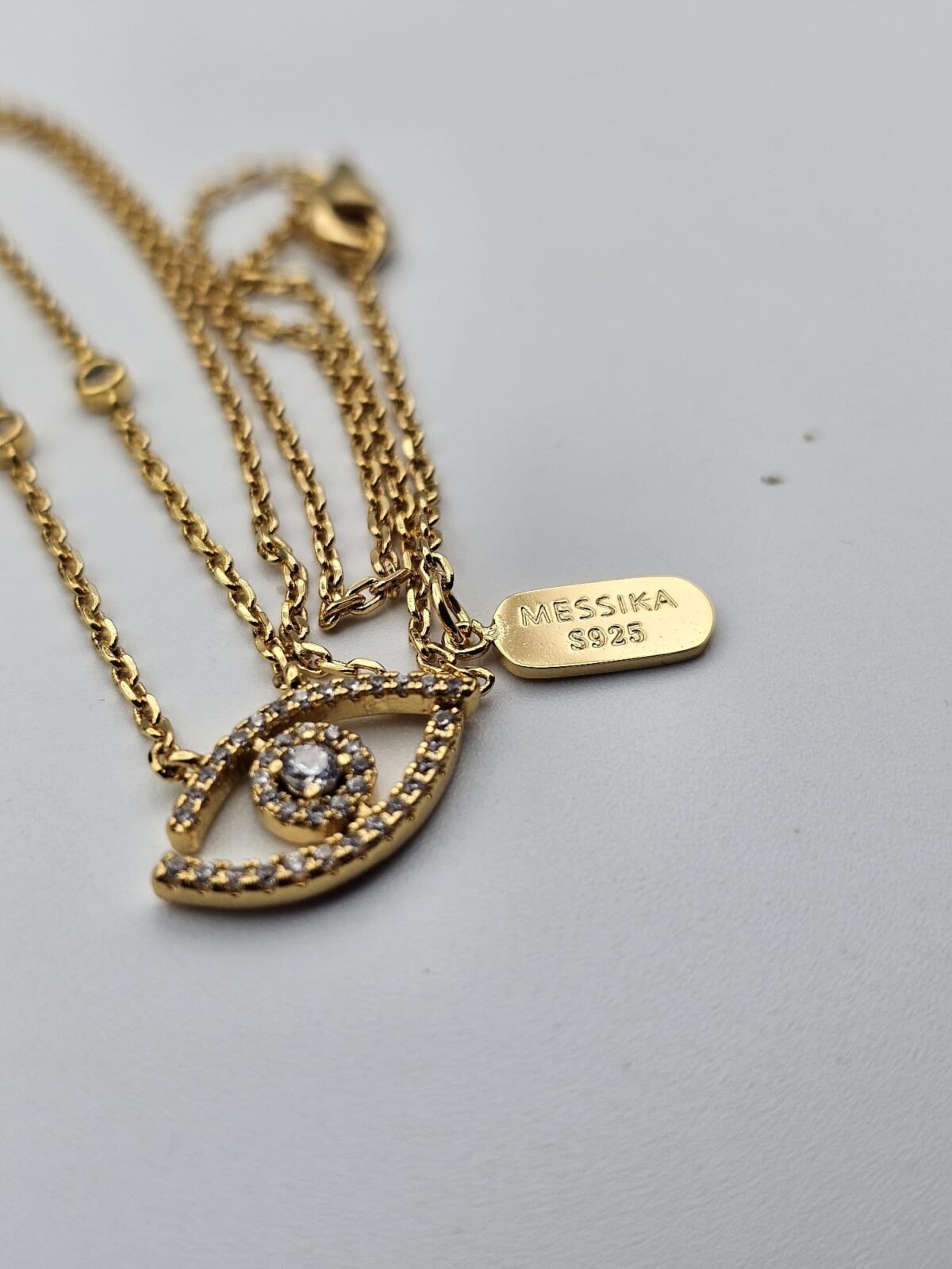 Messika modeli taşlı gold göz kolye