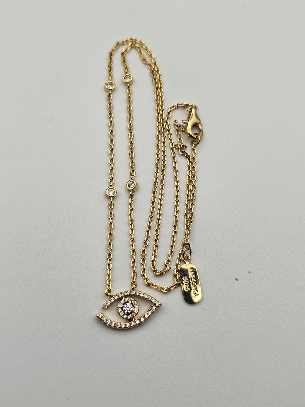 Messika modeli taşlı gold göz kolye
