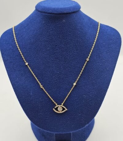 Messika modeli taşlı gold göz kolye